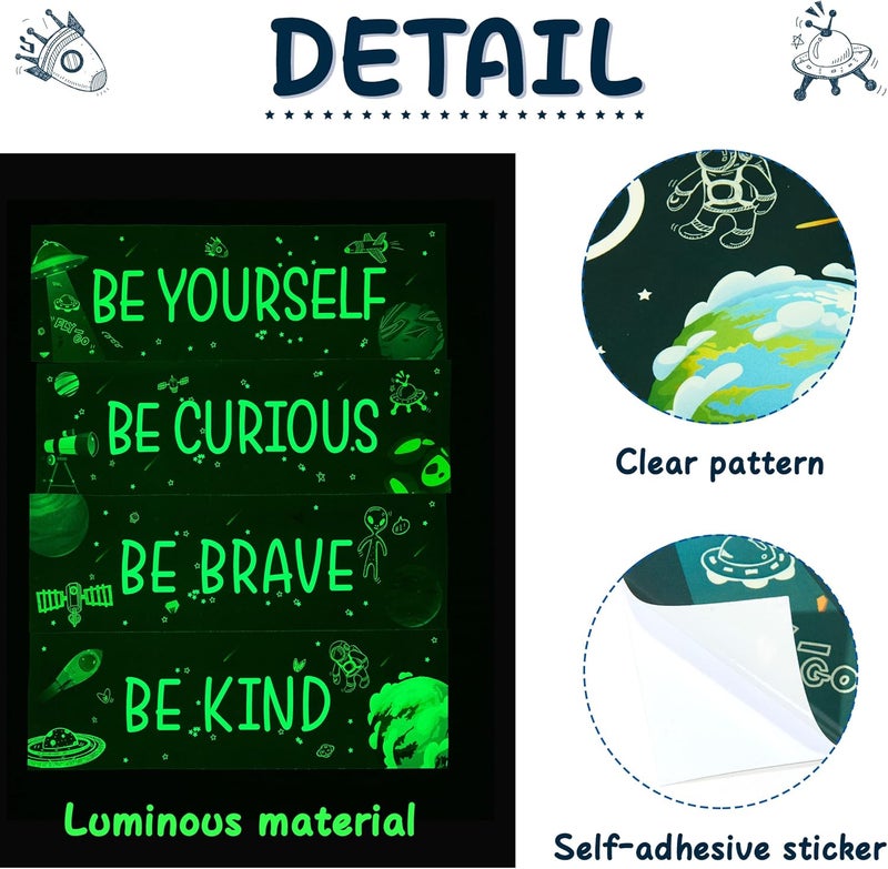 Robmoda Glow in The Dark Stars Boys Room Wall Decor, Planet Space Motivational Wall Stickers, Inspirational Ceiling Sticker, Peel and Stick Room Nursery Decorations - Image 3